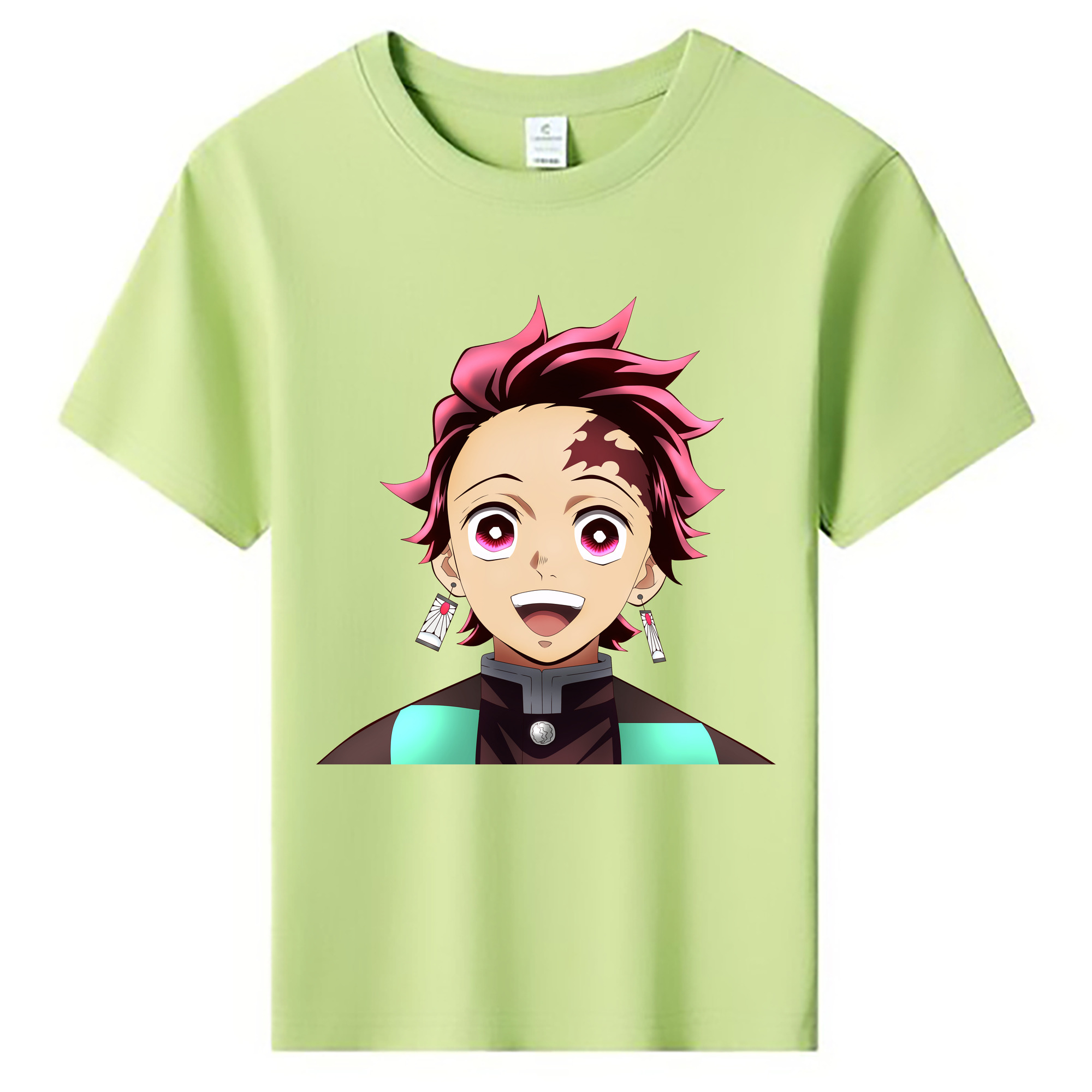 （画像用） 鬼滅の刃 竈門 炭治郎／かまど たんじろう Kamado Tanjirou 綿100％キッズTシャツ（フロントプリント）